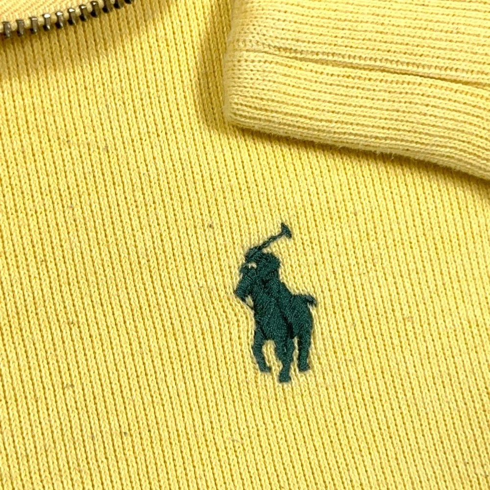 Polo Ralph Lauren Sweater Men XXL 2XL Yellow ‎ Pullover Quarter Zip Sweatshirt